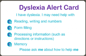 dyslexia alert card